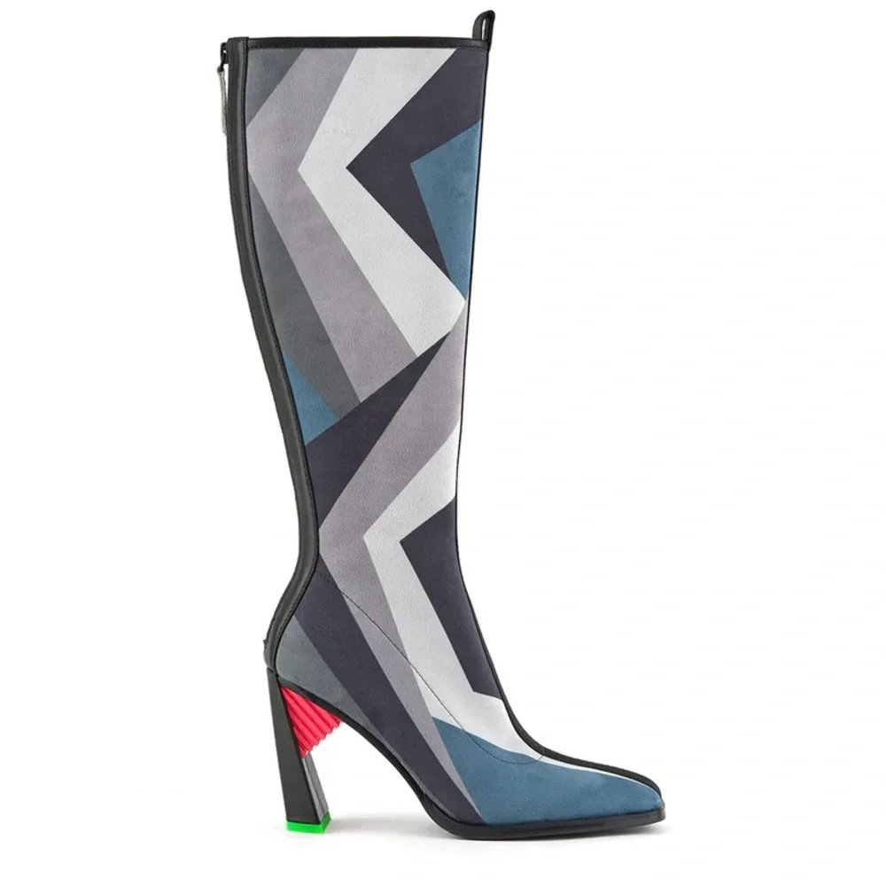 Brand new UNITED NUDE Sonar Boot Hi High Palermo Geometric Print Color Blocked - Picture 8 of 11